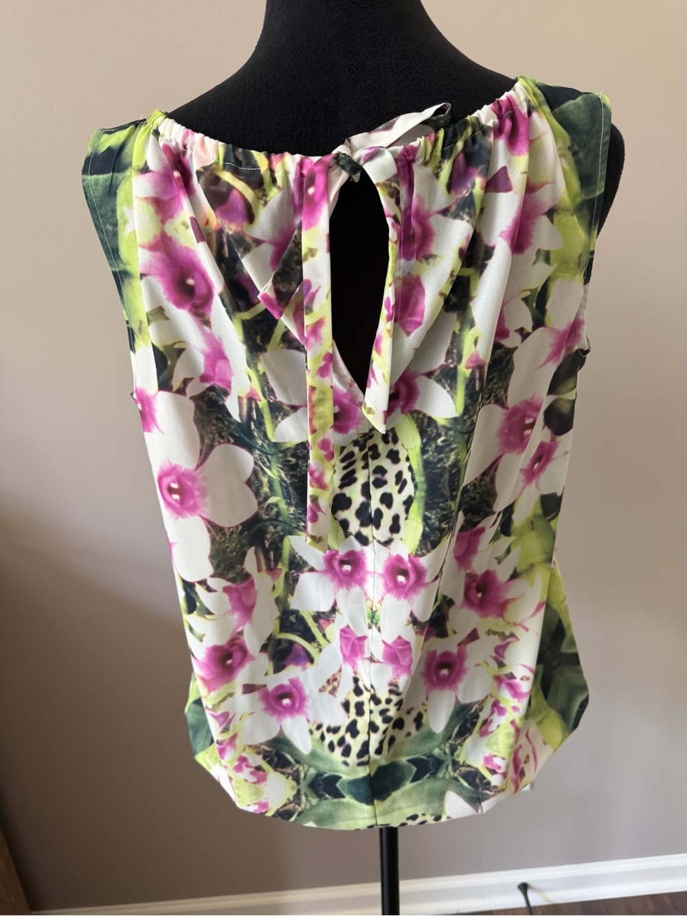Joe Fresh Floral Pink & Green Abstract Sleeveless Top Small - Picture 2 of 6